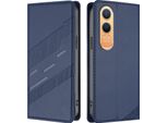 Custodia Per Oneplus Nord CE4 Lite, Custodia A Portafoglio In Finto Cuoio Con Slot Per Schede E Funzione Stand Blau
