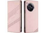 Custodia Per Oneplus 12, Custodia A Portafoglio In Finto Cuoio Con Slot Per Schede E Funzione Stand Rosa
