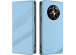 Custodia Per Realme 12+, Custodia A Portafoglio In Finto Cuoio Con Slot Per Carte E Funzione Stand Hellblau