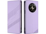 Custodia Per Realme 12+, Custodia A Portafoglio In Finto Cuoio Con Slot Per Carte E Funzione Stand Violett