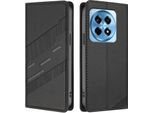 Custodia Per Oneplus 12R, Custodia A Portafoglio In Finto Cuoio Con Slot Per Schede E Funzione Stand Schwarz