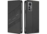 Custodia Per Xiaomi 12 Lite, Custodia A Portafoglio In Finto Cuoio Con Slot Per Schede E Funzione Stand Schwarz