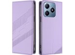 Custodia Per Realme C63 4G, Custodia A Portafoglio In Finto Cuoio Con Slot Per Carte E Funzione Stand Violett
