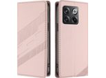 Custodia Per Oneplus 10T, Custodia A Portafoglio In Finto Cuoio Con Slot Per Schede E Funzione Stand Rosa