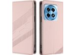 Custodia Per Oneplus 12R, Custodia A Portafoglio In Finto Cuoio Con Slot Per Schede E Funzione Stand Rosa