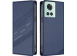 Custodia Per Oneplus 10R/Oneplus Ace, Custodia A Portafoglio In Finto Cuoio Con Slot Per Schede E Funzione Stand Blau