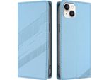 Custodia Per Iphone 15 Plus, Custodia Portafoglio In Finto Cuoio Con Slot Per Carte E Funzione Stand Hellblau