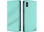 Custodia Per Iphone X/Iphone Xs, Custodia A Portafoglio In Finto Cuoio Con Slot Per Carte E Funzione Stand TüRkis