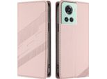 Custodia Per Oneplus 10R/Oneplus Ace, Custodia A Portafoglio In Finto Cuoio Con Slot Per Schede E Funzione Stand Rosa