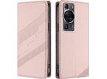 Custodia Per Huawei P60 / P60 Pro, Custodia Portafoglio In Finto Cuoio Con Slot Per Schede E Funzione Stand Rosa