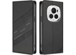 Custodia Per Honor Magic 6 Pro, Custodia A Portafoglio In Finto Cuoio Con Slot Per Carte E Funzione Stand Schwarz