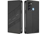 Custodia Per Itel P38/Itel S17/Itel Vision 3, Custodia A Portafoglio In Finto Cuoio Con Slot Per Carte E Funzione Stand Schwarz