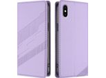 Custodia Per Iphone X/Iphone Xs, Custodia A Portafoglio In Finto Cuoio Con Slot Per Carte E Funzione Stand Violett