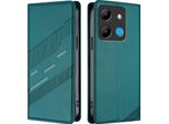 Custodia Per Infinix Smart 7, Custodia A Portafoglio In Finto Cuoio Con Slot Per Carte E Funzione Stand GrüN