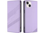 Custodia Per Iphone 15 Plus, Custodia Portafoglio In Finto Cuoio Con Slot Per Carte E Funzione Stand Violett