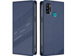 Custodia Per Infinix Hot 9 Play/Hot 10 Play/Hot 11 Play, Custodia A Portafoglio In Finto Cuoio Con Slot Per Carte E Funzione Stand Blau