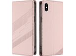Custodia Per Iphone Xs Max, Custodia A Portafoglio In Finto Cuoio Con Slot Per Carte E Funzione Stand Rosa
