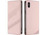 Custodia Per Iphone X/Iphone Xs, Custodia A Portafoglio In Finto Cuoio Con Slot Per Schede E Funzione Stand Rosa