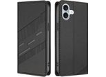Custodia Per Iphone 16 Plus, Custodia A Portafoglio In Finto Cuoio Con Slot Per Schede E Funzione Stand Schwarz