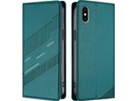 Custodia Per Iphone X/Iphone Xs, Custodia A Portafoglio In Finto Cuoio Con Slot Per Carte E Funzione Stand GrüN