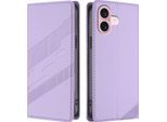 Custodia Per Iphone 16, Custodia A Portafoglio In Finto Cuoio Con Slot Per Carte E Funzione Stand Violett