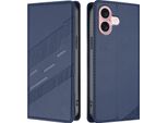 Custodia Per Iphone 16, Custodia A Portafoglio In Finto Cuoio Con Slot Per Carte E Funzione Stand Blau