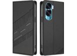 Custodia Per Honor 90 Lite, Custodia A Portafoglio In Finto Cuoio Con Slot Per Carte E Funzione Stand Schwarz
