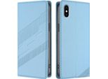 Custodia Per Iphone X/Iphone Xs, Custodia A Portafoglio In Finto Cuoio Con Slot Per Carte E Funzione Stand Hellblau