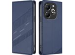 Custodia Per Infinix Smart 8 Plus, Custodia A Portafoglio In Finto Cuoio Con Slot Per Carte E Funzione Stand Blau