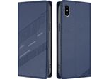 Custodia Per Iphone Xs Max, Custodia A Portafoglio In Finto Cuoio Con Slot Per Carte E Funzione Stand Blau