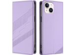Custodia Per Iphone 15, Custodia A Portafoglio In Finto Cuoio Con Slot Per Carte E Funzione Stand Violett