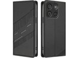 Custodia Per Itel A60/Itel A60S, Custodia A Portafoglio In Finto Cuoio Con Slot Per Carte E Funzione Stand Schwarz