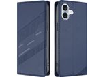 Custodia Per Iphone 16 Plus, Custodia Portafoglio In Finto Cuoio Con Slot Per Carte E Funzione Stand Blau