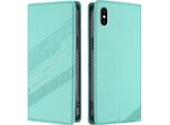Custodia Per Iphone Xs Max, Custodia A Portafoglio In Finto Cuoio Con Slot Per Schede E Funzione Stand TüRkis