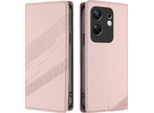 Custodia Per Infinix Zero 30 4G, Custodia A Portafoglio In Finto Cuoio Con Slot Per Schede E Funzione Stand Rosa