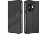 Custodia Per Infinix Smart 8 Pro, Custodia A Portafoglio In Finto Cuoio Con Slot Per Carte E Funzione Stand Schwarz