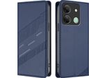 Custodia Per Infinix Smart 7 Hd/Smart 7 Plus, Custodia A Portafoglio In Finto Cuoio Con Slot Per Carte E Funzione Stand Blau