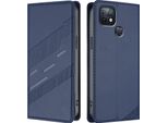 Custodia Per Infinix Hot 10I, Custodia A Portafoglio In Finto Cuoio Con Slot Per Carte E Funzione Stand Blau
