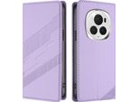 Custodia Per Honor Magic 6 Pro, Custodia A Portafoglio In Finto Cuoio Con Slot Per Carte E Funzione Stand Violett