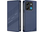 Custodia Per Infinix Smart 7, Custodia A Portafoglio In Finto Cuoio Con Slot Per Carte E Funzione Stand Blau