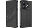 Custodia Per Infinix Smart 8, Custodia A Portafoglio In Finto Cuoio Con Slot Per Carte E Funzione Stand Schwarz
