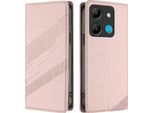Custodia Per Infinix Smart 7, Custodia A Portafoglio In Finto Cuoio Con Slot Per Carte E Funzione Stand Rosa