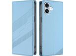 Custodia Per Iphone 16 Plus, Custodia Portafoglio In Finto Cuoio Con Slot Per Carte E Funzione Stand Hellblau