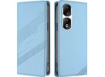 Custodia Per Honor 90 Pro, Custodia A Portafoglio In Finto Cuoio Con Slot Per Carte E Funzione Stand Hellblau