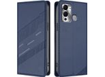 Custodia Per Infinix Hot 12 Play, Custodia A Portafoglio In Finto Cuoio Con Slot Per Carte E Funzione Stand Blau