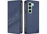 Custodia Per Infinix Hot 50 5G, Custodia A Portafoglio In Finto Cuoio Con Slot Per Carte E Funzione Stand Blau