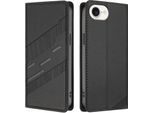 Custodia Per Iphone 16E, Custodia A Portafoglio In Finto Cuoio Con Slot Per Carte E Funzione Stand Schwarz