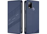 Custodia Per Infinix Hot 10T/Infinix Hot 10S, Custodia A Portafoglio In Finto Cuoio Con Slot Per Carte E Funzione Stand Blau