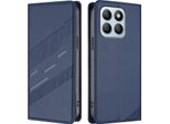 Custodia Per Honor X8B, Custodia A Portafoglio In Finto Cuoio Con Slot Per Carte E Funzione Stand Blau