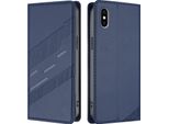 Custodia Per Iphone X/Iphone Xs, Custodia A Portafoglio In Finto Cuoio Con Slot Per Carte E Funzione Stand Blau
